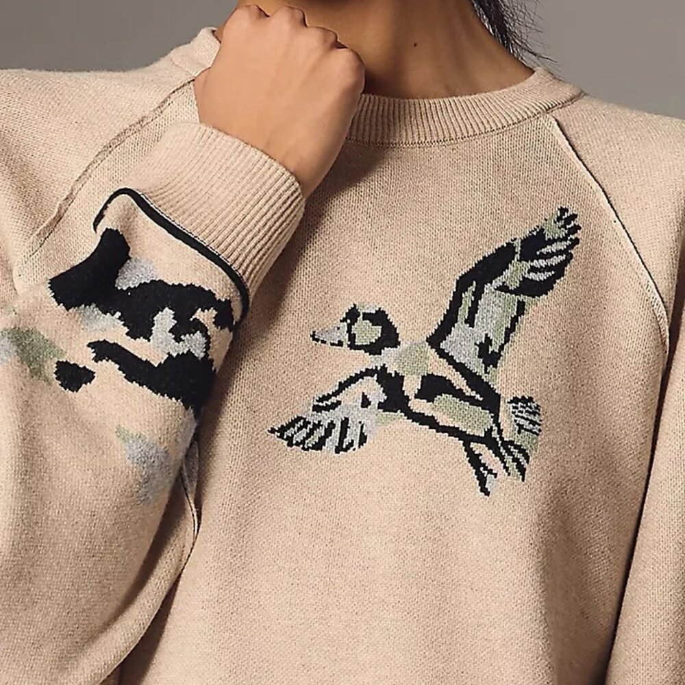 Anthropologie Pilcro The Oaklyn Cozy Knit Crew-Neck Duck Sweater Top Size L NWT - Picture 2 of 7